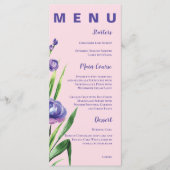 Blush Roze Blauw Bloemen Bruiloft Menu (Voorkant)