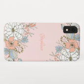 Blush Roze Blauw Bloemen Gepersonaliseerd Case-Mate iPhone Case (Achterkant (horizontaal))