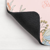 Blush Roze Blauw Bloemen Gepersonaliseerd Muismat (Hoek)