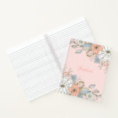 Blush Roze Blauw Bloemen Gepersonaliseerd Notitieboek (Binnen)