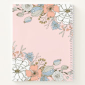 Blush Roze Blauw Bloemen Gepersonaliseerd Notitieboek (Achterkant)
