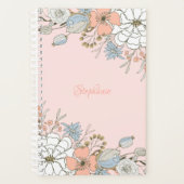 Blush Roze Blauw Bloemen Gepersonaliseerd Planner (Voorkant)