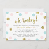 Blush roze, blauw en goud Baby shower Kaart (Voorkant)