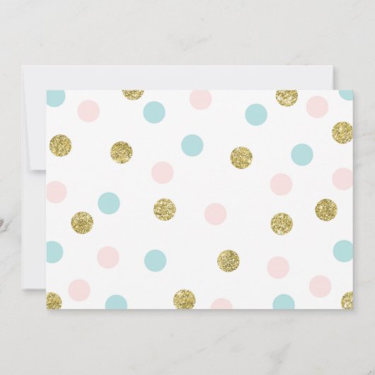 Blush roze, blauw en goud Baby shower Kaart (Achterkant)