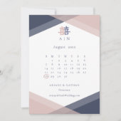 Blush roze blauw geometrische save the date bruilo kaart (Voorkant)