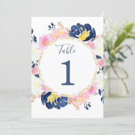 Blush roze blauwe floral 5"x7" tabelnummers kaart