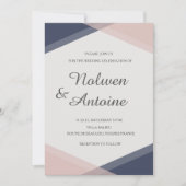 Blush roze blauwe geometrische elegante moderne br kaart (Voorkant)