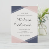 Blush roze blauwe geometrische elegante moderne br kaart (Staand voorkant)