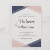 Blush roze blauwe geometrische elegante moderne br kaart (Voorkant / Achterkant)