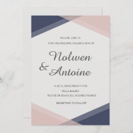 Blush roze blauwe geometrische elegante moderne br kaart