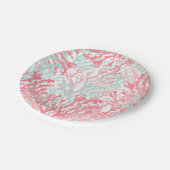 Blush roze blauwgroen koraal handbeschilderd rif f papieren bordje (Gekanteld)