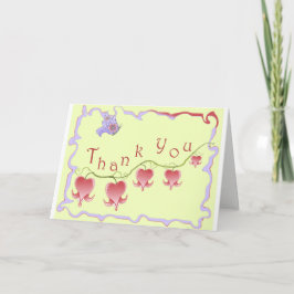 Blush roze bloeden hart dank u kaart