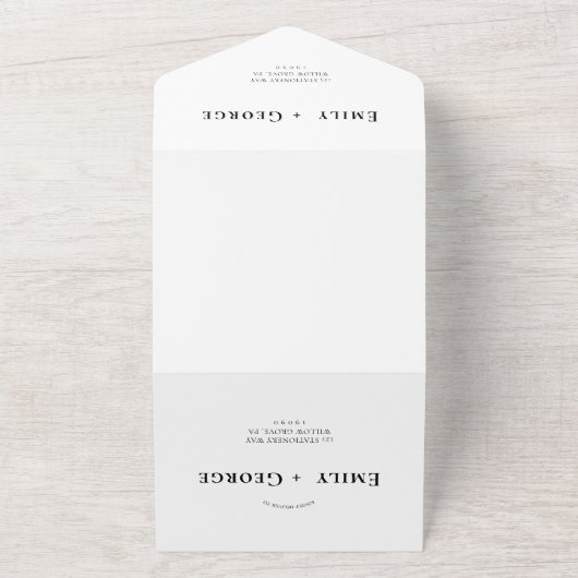 Blush roze bloederige bruiloft in één keer all in one uitnodiging (Buitenkant)