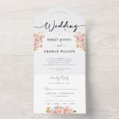 Blush roze bloederige bruiloft in één keer all in one uitnodiging (Binnen)