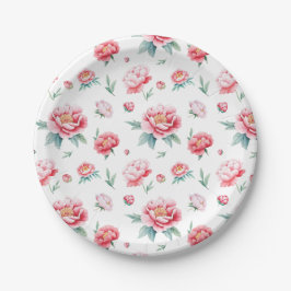 Blush roze bloeiende pioen papier Borden Papieren Bordje