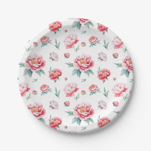 Blush roze bloeiende pioen papier Borden Papieren Bordje (Voorkant)