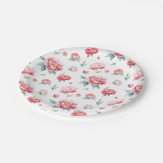 Blush roze bloeiende pioen papier Borden Papieren Bordje (Gekanteld)