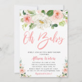 Blush roze bloeit floral Baby shower Kaart (Voorkant)