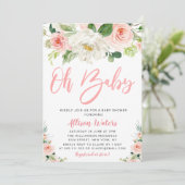 Blush roze bloeit floral Baby shower Kaart (Staand voorkant)
