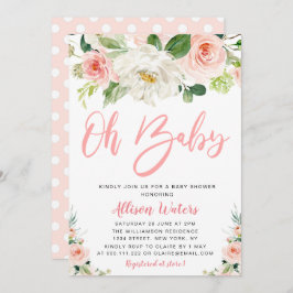 Blush roze bloeit floral Baby shower Kaart