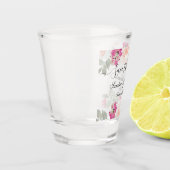 Blush roze bloem Bewaar de datum bruiloft Shot Glas (Links)