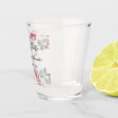 Blush roze bloem Bewaar de datum bruiloft Shot Glas (Rechts)