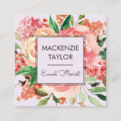 Blush Roze Bloem Bloemen Boeket Vierkante Visitekaartje (Voorkant)