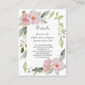  Blush Roze Bloem Bloom Wedding Details Informatiekaartje (Voorkant)