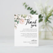 Blush Roze bloem Dank je wel Kaart ontvangen (Staand voorkant)