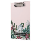 Blush roze  bloem en naam klembord (Links)