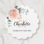 Blush roze bloem eucalyptus dank verjaardag bedankjes labels (Voorkant)