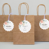 Blush roze bloem eucalyptus dank verjaardag bedankjes labels