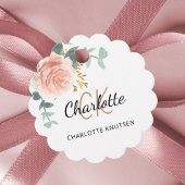 Blush roze bloem eucalyptus dank verjaardag bedankjes labels