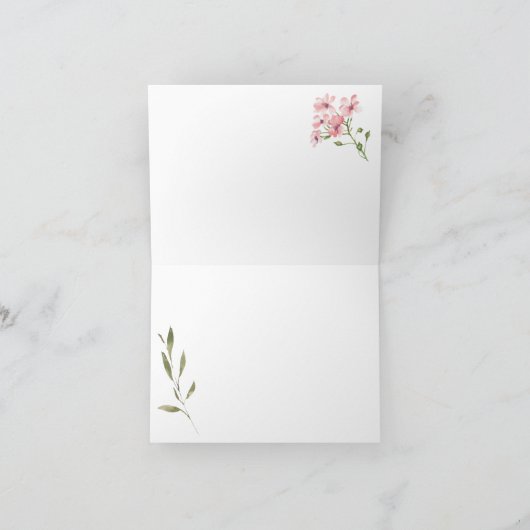 Blush Roze bloem Hartelijk dank Bedankkaart (Binnen)