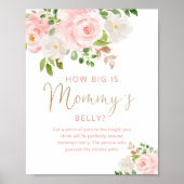 Blush Roze bloem hoe groot is het buikspel van mam Poster (Voorkant)