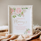 Blush Roze bloem hoe groot is het buikspel van mam Poster