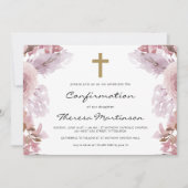 Blush roze bloem met kruisbevestiging kaart (Voorkant)