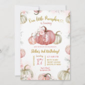 Blush roze bloem onze kleine pompoen verjaardag kaart (Voorkant)