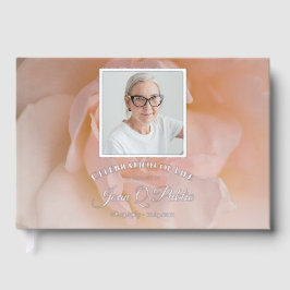 Blush roze bloem viering van het leven gastenboek