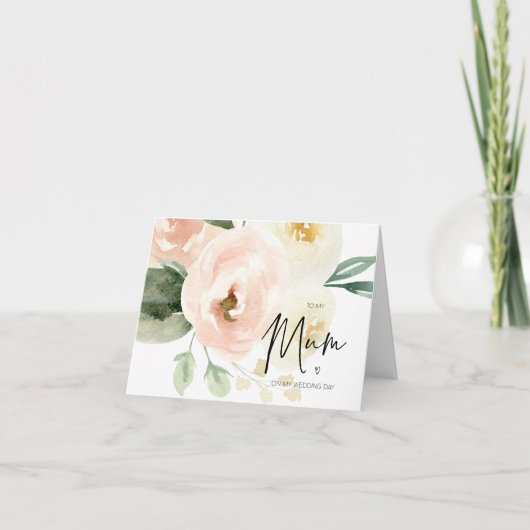 Blush roze bloem voor mijn moeder op mijn huwelijk kaart (Voorkant)