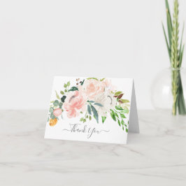 Blush & Roze Bloemachtige Baby Shower Dank Je Bedankkaart