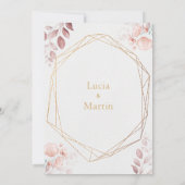 Blush roze bloemblaadjes goud Spaans Nuestra Boda Kaart (Achterkant)