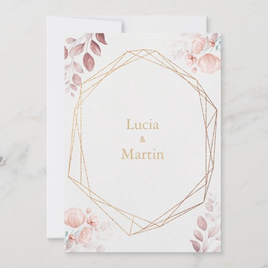 Blush roze bloemblaadjes goud Spaans Nuestra Boda Kaart (Achterkant)