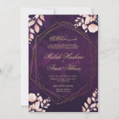 Blush roze bloemblaadjes Paarse moslim bruiloft Kaart (Voorkant)