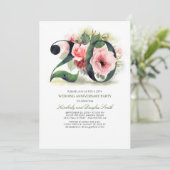 Blush Roze Bloemen 20e bruiloft Jubileum Kaart (Staand voorkant)