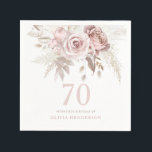 Blush roze bloemen 70th Birthday Party Event Servet<br><div class="desc">Blush roze bloemen 70th Birthday Party Gift Event Napkins Zie bijbehorend collectie in Niche en nestwinkel</div>