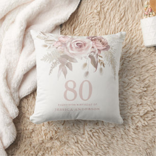 Blush roze bloemen 80th Birthday Party Gift Kussen