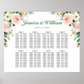Blush roze bloemen 8 Tables Weddenschapskarakter Poster (Voorkant)