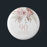 Blush roze bloemen 90th Birthday Party Ronde Button 5,7 Cm<br><div class="desc">Blush roze bloemen 90e verjaardag op Objectfeest Zie bijpassend collectie in Niche en nestwinkel</div>
