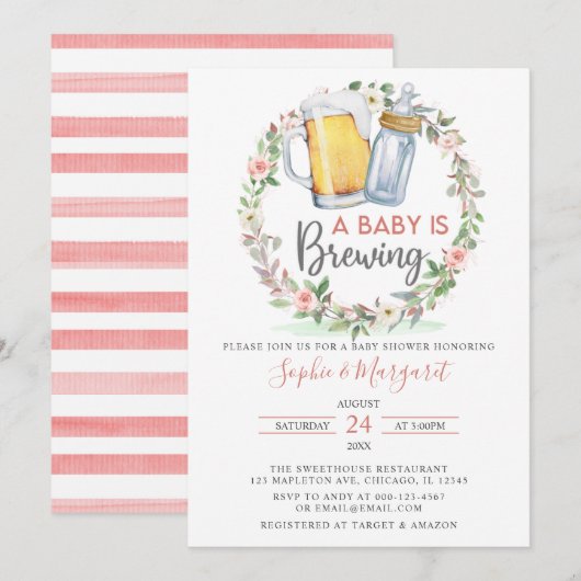 Blush roze bloemen A Baby is Baby shower aan het k Kaart (Voorkant / Achterkant)